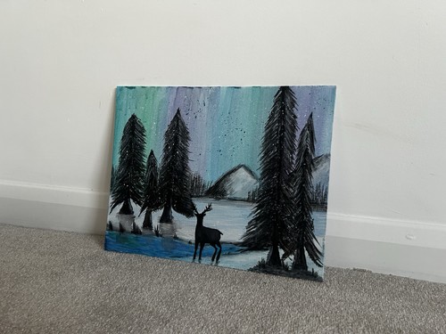 Original acrylic winter forest - acrylic,