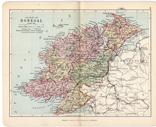 Print 1885 map donegal - print,