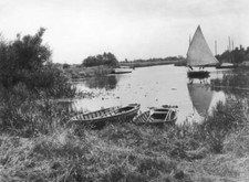 Sailing boat on Barton Broad in the Norfolk Broads Norfolk circ- 1925 Old Photo
