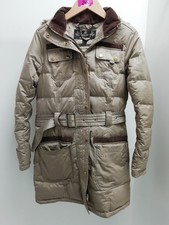 BARBOUR Ladies UK 8 Beige Natural Down and Feather Faux Fur Hood Parker