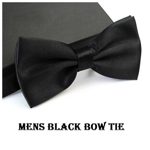 Black bow tie adjustable - black,