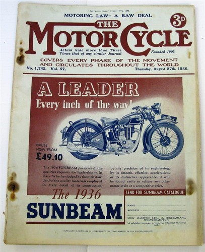 Motor cycle aug 1936 - motor,