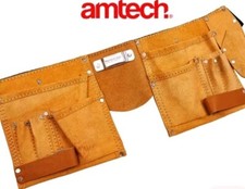 11 x Pockets AMTECH Leather Tool Belt Pouch Builders Suede Apron DIY Work Bag..