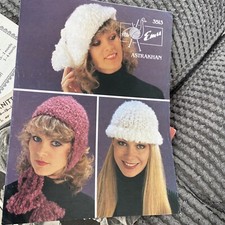 Knitting Pattern - Emu 3513 Vintage  3X Ladies  Hats Astrakhan