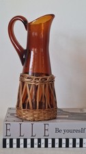 Mid-century Amber Glass Wicker