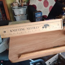 Smart Knitting Needle box, wooden with contents
