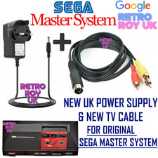 Sega Master System 1 Power Supply UK Plug & TV Cable Cool Running