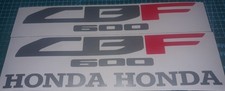 2 X GLOSS SILVER AND RED   CBF600  VINYL DECALS  190MM X 32MM AFTERMARKET