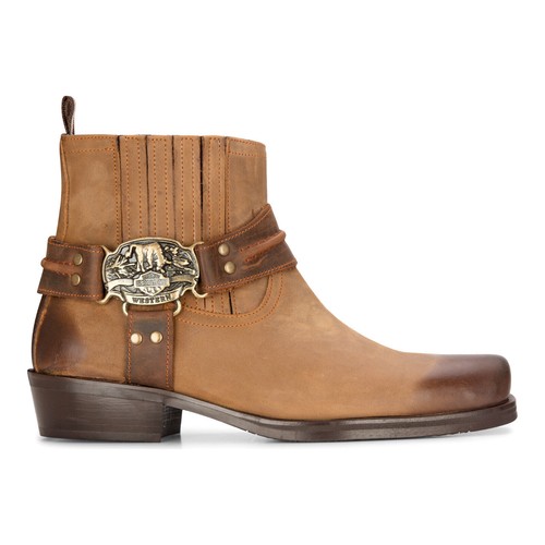 Mens leather cowboy ankle - leather,