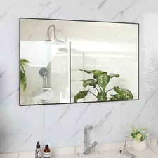 BEAUTME -W202- Large Modern Wall Mirror for Bathroom, 36" x 24" White Rectangle