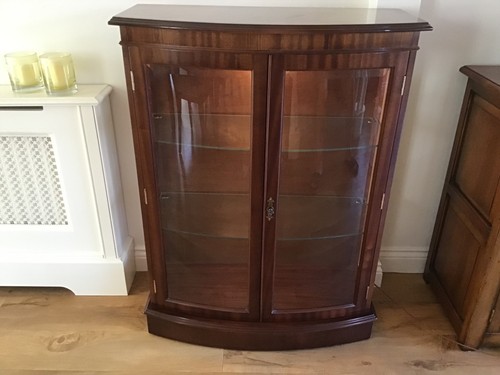 Bow front mahogany and - , glass
