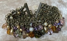 Vintage 90’s Beaded Bracelet 8inch Long Gold Tone Costume Jewellery