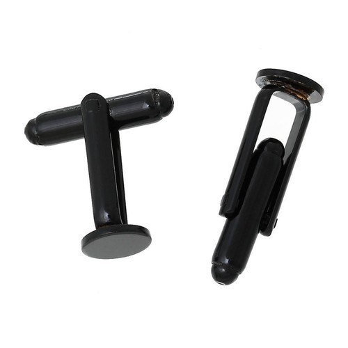 Black copper tone cufflink - black,