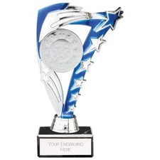 Frenzy Star Trophies Silver and Blue Multisport Awards 3 Sizes FREE Engraving