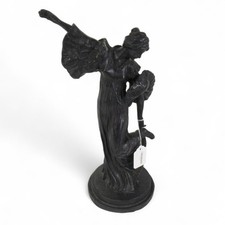 Vintage Cast Iron Figurine of Lady Ornament Antique Preloved