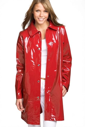 Womens patent vinyl raincoat - patent,
