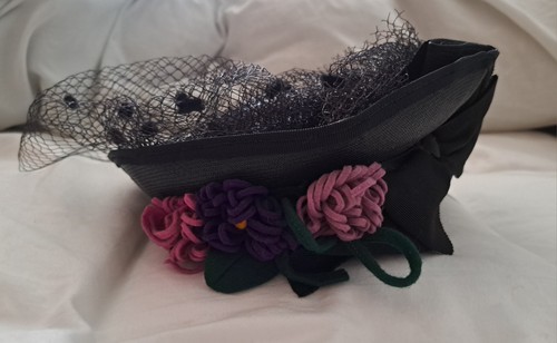 Vintage black floral veil - vintage,