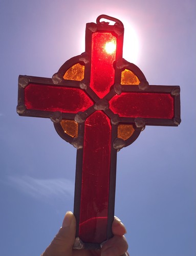 Stained glass hanging - hanging, cross
