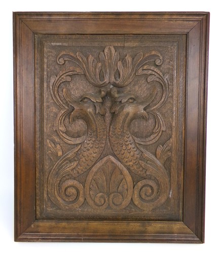 Carved oak wood - wood, panel