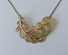 Necklace Gold Plated Feather Pendant bird Free Spirit Unusual