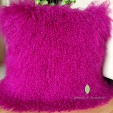 NEW GENUINE MONGOLIAN SHEEPSKIN LAMB WOOL FUR CUSHION DUCK FEATHER PAD 40CM 45CM