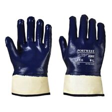 Portwest A302 - XL Fully Dipped Nitrile Safety Cuff Gloves - Navy Pack of 12