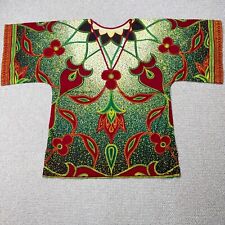 VINTAGE Ethnic Kaftan Blouse Womens Large 16 18 Oversized Batik Tribal African