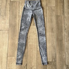 Lululemon Wunder Under Jacquard White Black 32” Inseam Leggings UK8