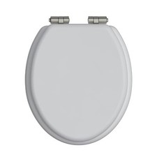 Heritage White Gloss Toilet Seat with Soft Close Brushed Nickel Hinges