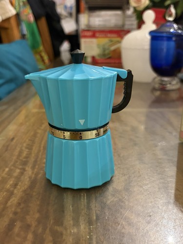 Blue kitchen timer miniature - timer,
