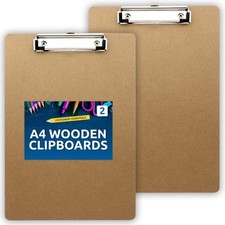 2-50PK Clipboard A4 Wooden Hardboard Holder Writing Wood Board For Office School