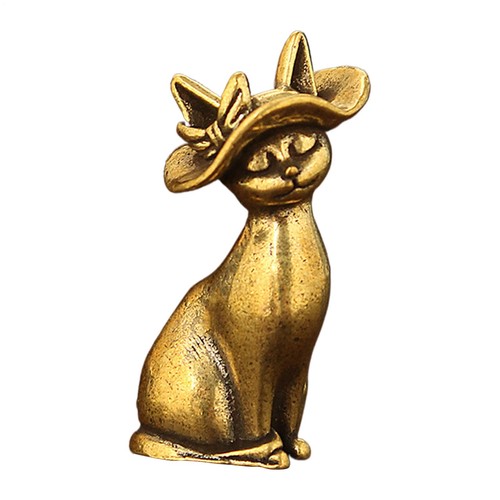 Brass cute cat - brass, animal