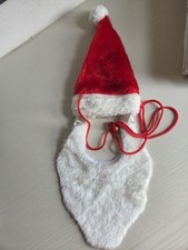 Santa Hat & Beard For Cat Or Small Dog Faux Fur Hardly Worn Ideal Gift 