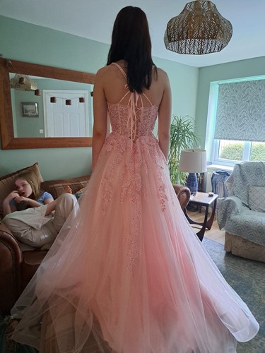 Prom dress floral pink - pink, lace
