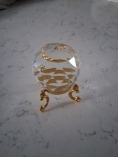 3in Tall Faceted Crystal Ball Paper Weight with Stand