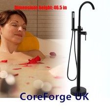 Freestanding Bathroom Tap Bath Shower Mixer Black Floor Mounted Free Standing
