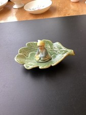 Wade Ireland Shamrock Pottery Pixie Leprechaun With Pot Of Gold On Green Leaf