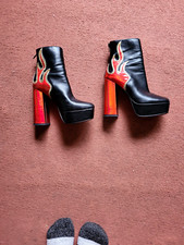 PLATFORM Glam Rock 1970 S. ANKLE BOOTS Used.UK3/EU 36