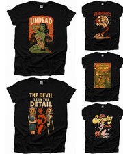 Halloween T-shirt Pin ups Horror Vampire Undead Zombie Spooky Comic Book UK