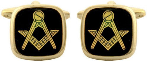 Masonic black onyx cufflinks - black,