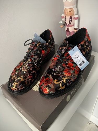 Pavers ladies black red floral - pavers,