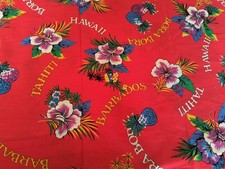 Bright Hawaiian Fabric Hawaii Tahiti Barbados Bora Bora Pineapple Hibiscus 