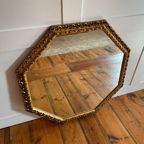 Gold ornate mirror octagon - gold,