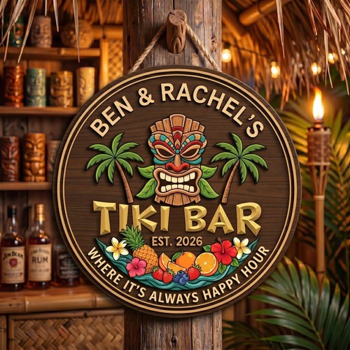 Personalized tiki bar wood - personalized,