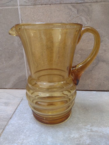 Amber yellow glass jug pitcher - glass,