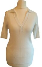 M&S MARK & SPENCER WOMENS RIBBED POLO SHIRT IN SOFT WHITE SIZE UK 10 - NEW