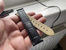 22mm Omega seamaster speed master leather Watch Strap only Deployment Black Band