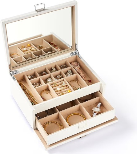 Large leather jewelry box - large, 2