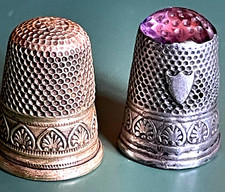 Pair Antique Silver Thimbles