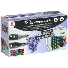 Decotime 12 Twinmarkers With Storage Tray Professional Quality Two Tip Markers